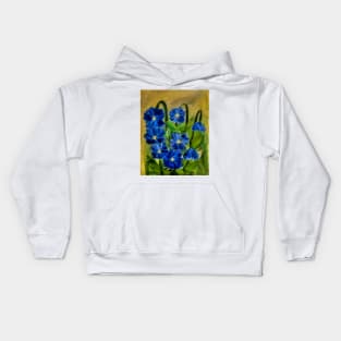 Some abstract blue flowers growing wild Kids Hoodie